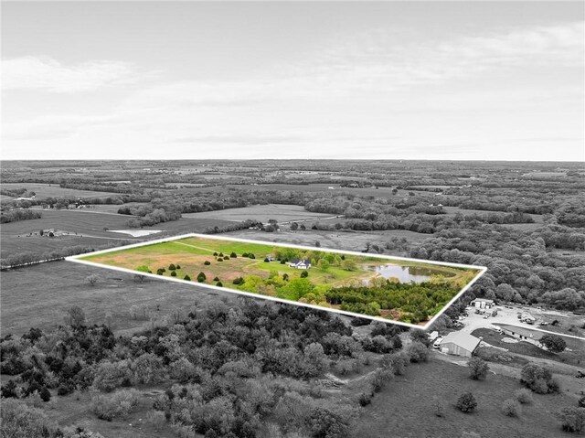 1077 N 150th Rd, Baldwin City, KS 66006 - aerial view of sparsely populated area featuring property parcel outlined