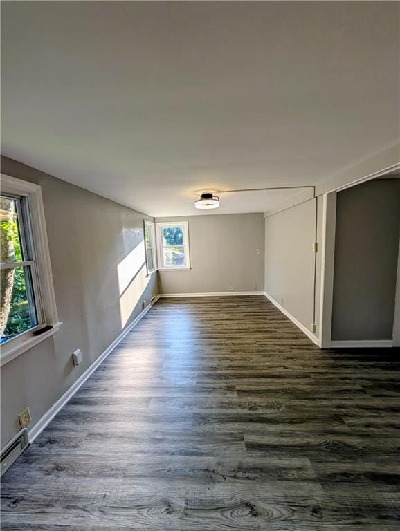 830 Locust St, Eudora, KS 66025 - spare room with dark wood-style flooring and a baseboard radiator