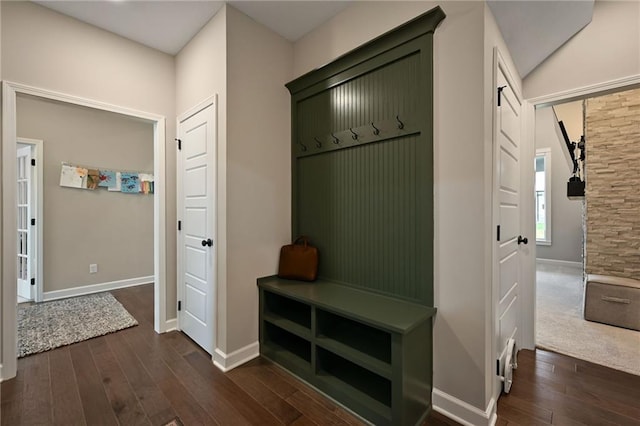 144 SE Riley St, Blue Springs, MO 64064 - mudroom with baseboards and dark wood-style floors