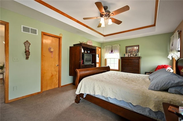 23800 Lucille Ln, Peculiar, MO 64078 - bedroom with a raised ceiling, carpet, and a ceiling fan