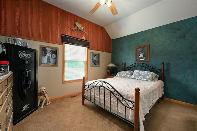 23800 Lucille Ln, Peculiar, MO 64078 - bedroom with light carpet, vaulted ceiling, and a ceiling fan