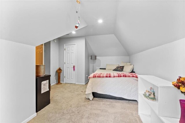 24137 W 57th Ter, Shawnee, KS 66226 - carpeted bedroom featuring lofted ceiling and recessed lighting