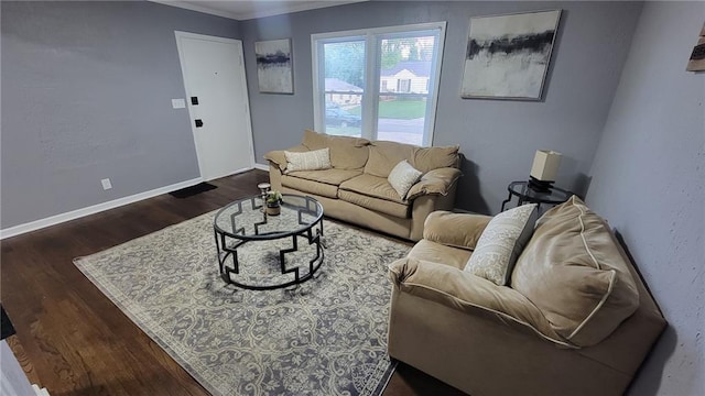 4216 E 67th Ter, Kansas City, MO 64132 - living area featuring wood finished floors and ornamental molding