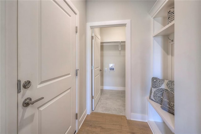 24110 W 95th St, Lenexa, KS 66227 - hall with baseboards and wood finished floors