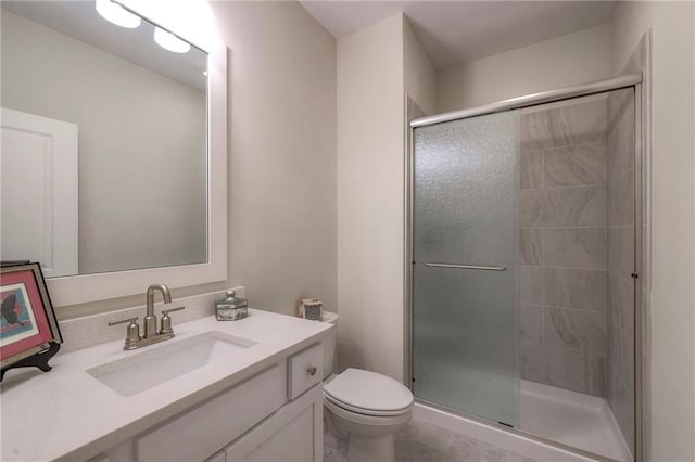 24110 W 95th St, Lenexa, KS 66227 - bathroom featuring a stall shower, vanity, and tile patterned floors