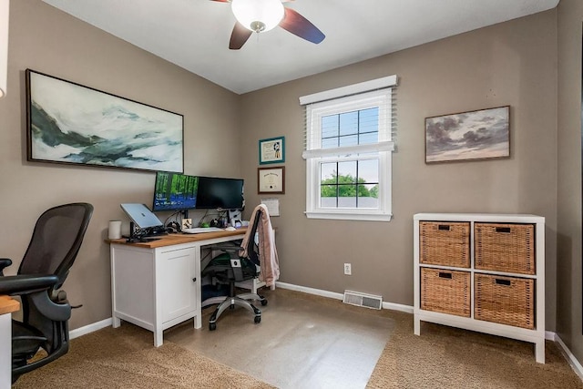 709 S 9th St, Louisburg, KS 66053 - office area featuring a ceiling fan and light colored carpet