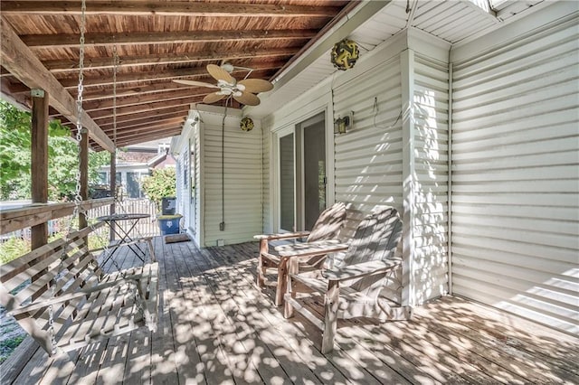 11 W 70th St, Kansas City, MO 64113 - deck featuring ceiling fan