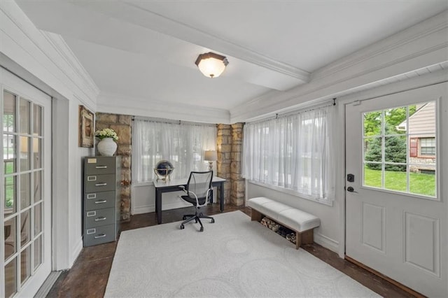 8315 Lee Blvd, Leawood, KS 66206 - home office featuring crown molding and baseboards