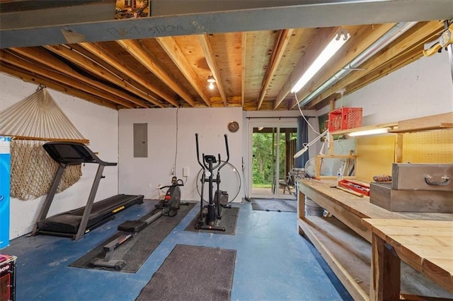 3568 NE Austin Dr, Lees Summit, MO 64064 - exercise area featuring electric panel and a workshop area