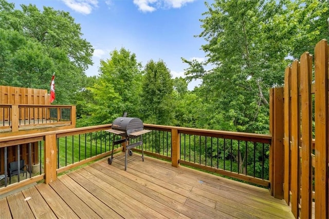 3568 NE Austin Dr, Lees Summit, MO 64064 - wooden terrace with area for grilling