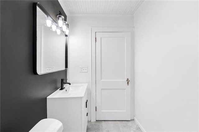 6806 N Brookside Rd, Pleasant Valley, MO 64068 - bathroom featuring vanity and ornamental molding