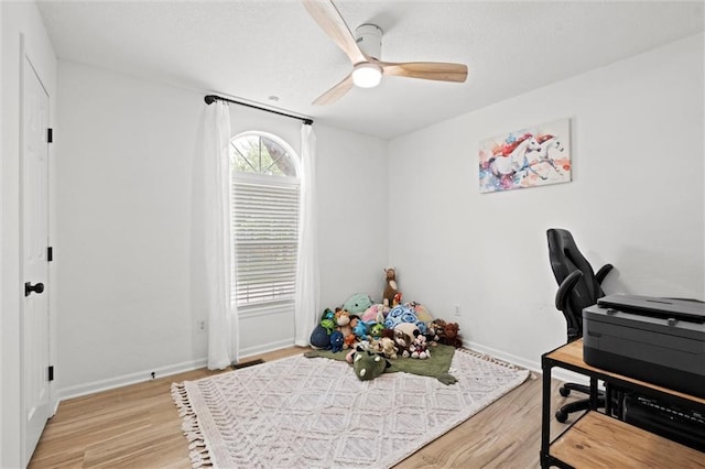 2421 NW Acorn Dr, Blue Springs, MO 64014 - office area featuring light wood-style flooring and a ceiling fan