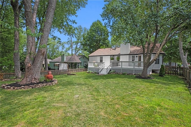 2421 NW Acorn Dr, Blue Springs, MO 64014 - fenced backyard featuring a wooden deck