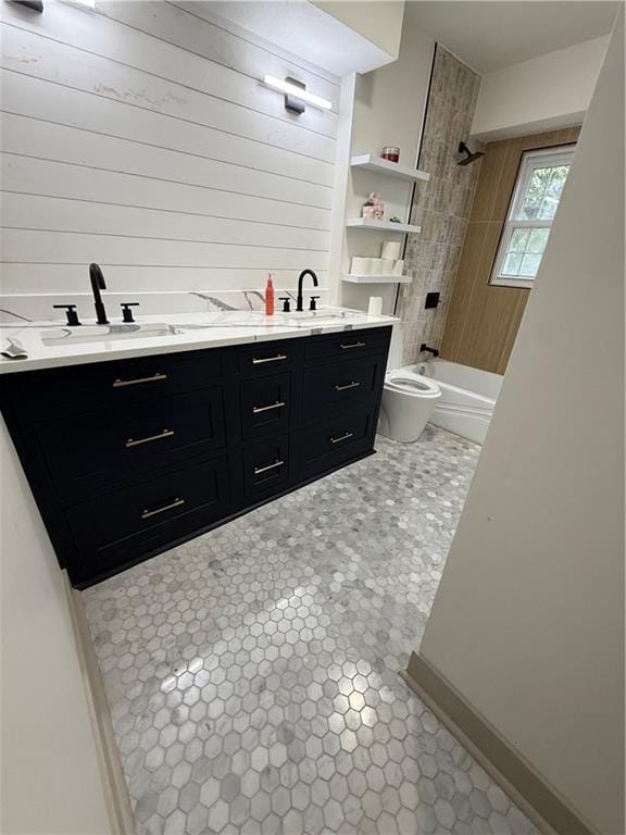 6101 E 107th St, Kansas City, MO 64134 - full bath with double vanity and washtub / shower combination