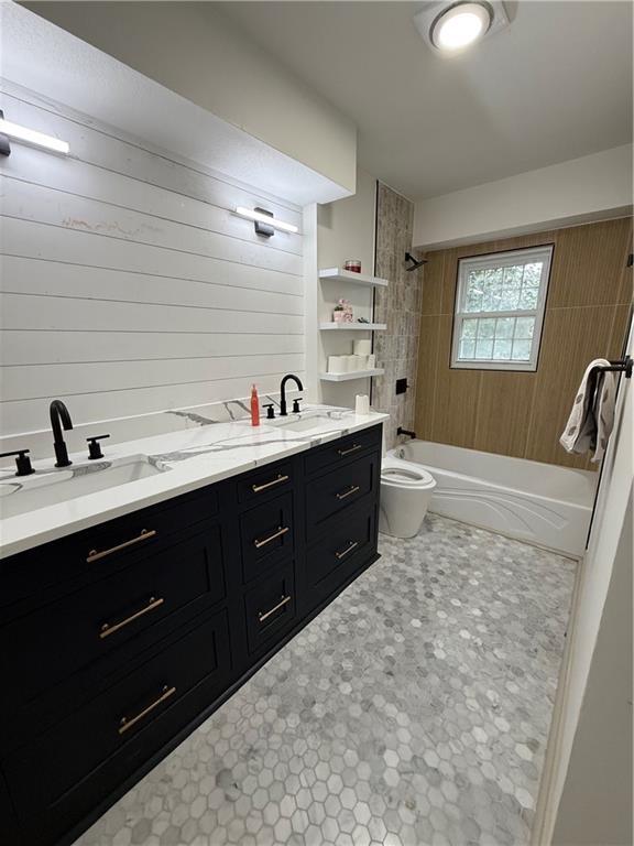 6101 E 107th St, Kansas City, MO 64134 - bathroom with  shower combination and double vanity