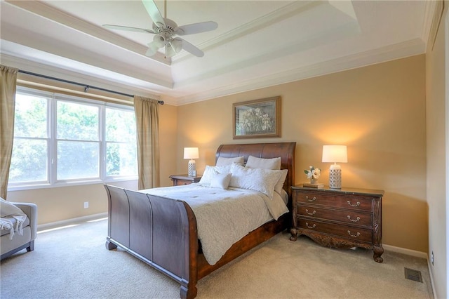 16042 Overbrook Ln, Stilwell, KS 66085 - carpeted bedroom with a tray ceiling, crown molding, and ceiling fan