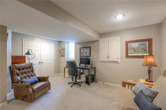 16042 Overbrook Ln, Stilwell, KS 66085 - office area with light colored carpet and a textured ceiling