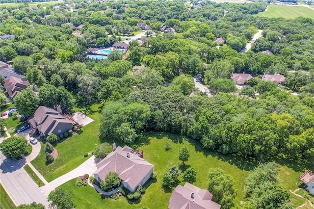 16042 Overbrook Ln, Stilwell, KS 66085 - aerial perspective of suburban area featuring a pool