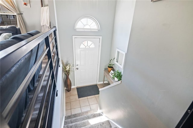 4416 Broadway Ter, Leavenworth, KS 66048 - foyer entrance featuring tile patterned flooring and a towering ceiling