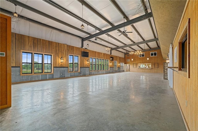 204 E Casey Rd, Lone Jack, MO 64070 - garage with ceiling fan and wood walls