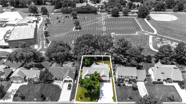10136 Barton St, Overland Park, KS 66214 - aerial perspective of suburban area featuring property boundaries highlighted
