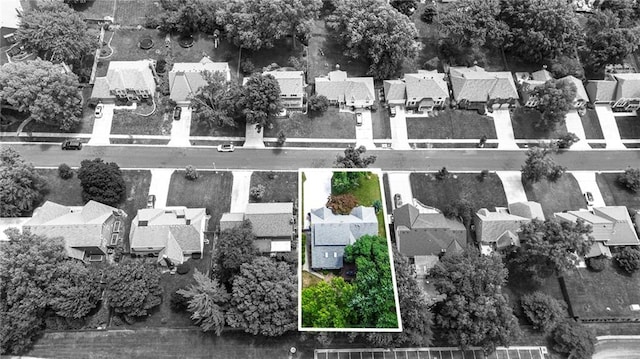 10136 Barton St, Overland Park, KS 66214 - aerial perspective of suburban area featuring property boundaries highlighted