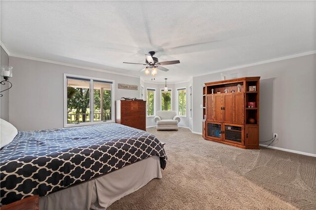 414 N 4th St, Gower, MO 64454 - carpeted bedroom with crown molding and ceiling fan