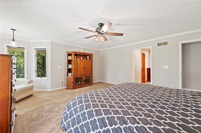 414 N 4th St, Gower, MO 64454 - bedroom with carpet flooring, ornamental molding, and a ceiling fan