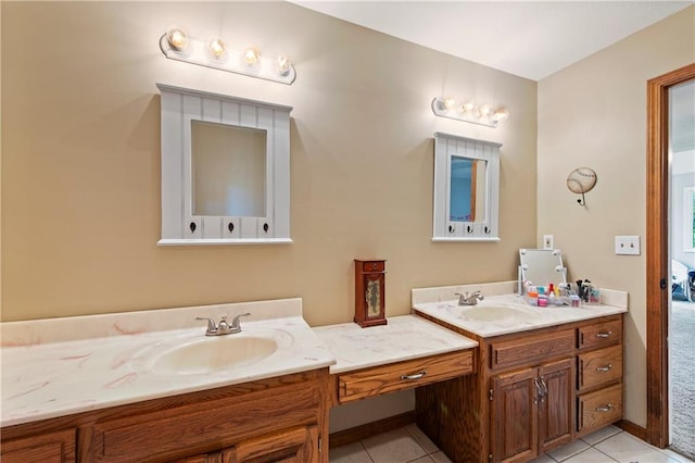 414 N 4th St, Gower, MO 64454 - bathroom with vanity and tile patterned flooring