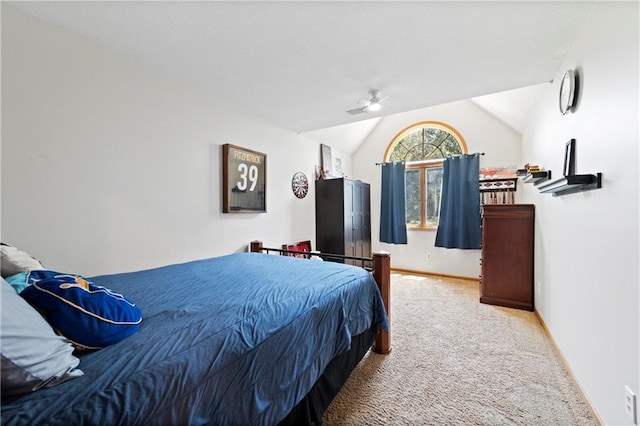 414 N 4th St, Gower, MO 64454 - carpeted bedroom with vaulted ceiling and ceiling fan
