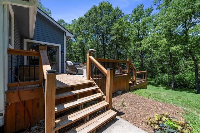 414 N 4th St, Gower, MO 64454 - wooden deck with a lawn