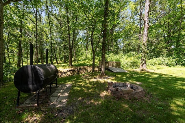 414 N 4th St, Gower, MO 64454 - view of green lawn with an outdoor fire pit