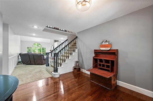 414 N 4th St, Gower, MO 64454 - staircase with wood finished floors and recessed lighting