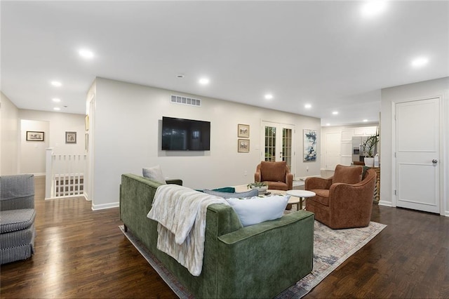 1304 Nashua Rd, Liberty, MO 64068 - living area featuring dark wood-type flooring and recessed lighting