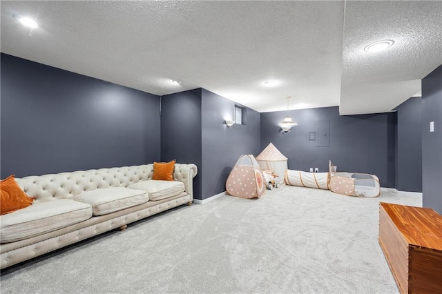 14712 Woodward St, Overland Park, KS 66223 - cinema featuring a textured ceiling, carpet floors, and recessed lighting