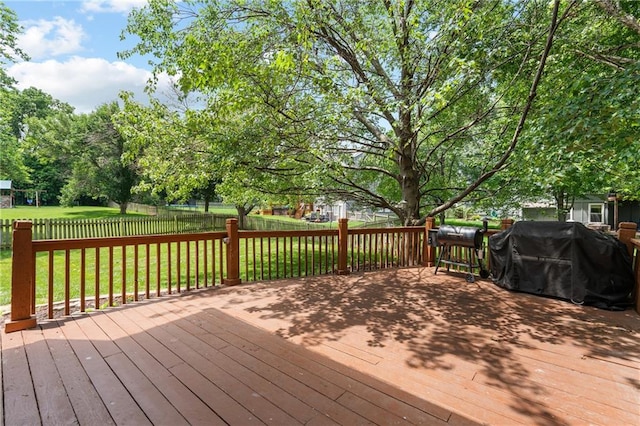 14712 Woodward St, Overland Park, KS 66223 - wooden terrace with grilling area