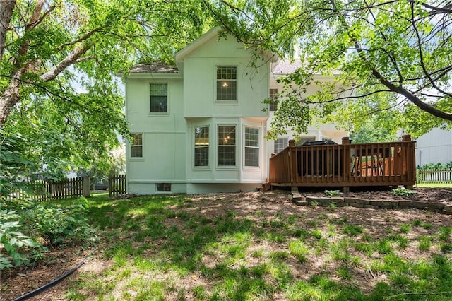 14712 Woodward St, Overland Park, KS 66223 - rear view of house with a deck