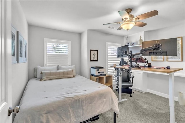 21404 W 47th Ter, Shawnee, KS 66218 - carpeted bedroom featuring an office area and a ceiling fan