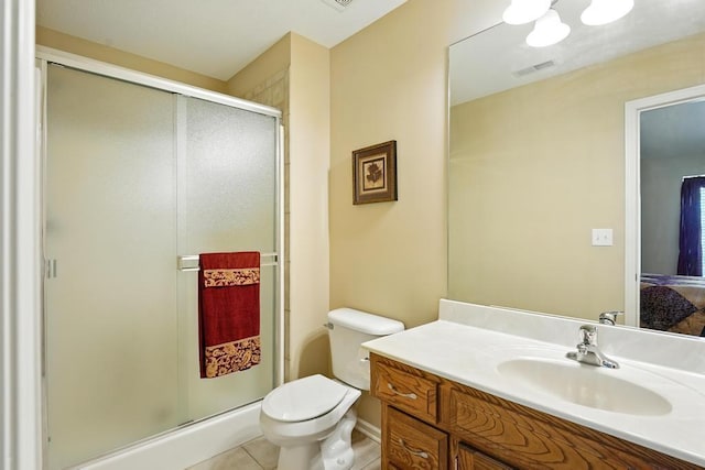 2312 NE Sweet Water Dr, Lees Summit, MO 64086 - full bathroom featuring vanity, tile patterned floors, and a shower stall