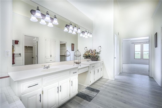 26528-23.09 S Metcalf Rd, Louisburg, KS 66053 - full bath featuring vanity, wood finished floors, and a walk in closet