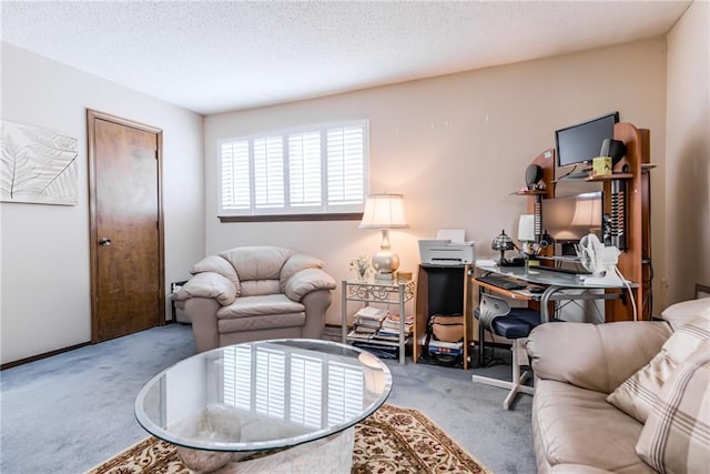 10902 W 96th Ter, Overland Park, KS 66214 - living area featuring carpet flooring, an office area, and a textured ceiling