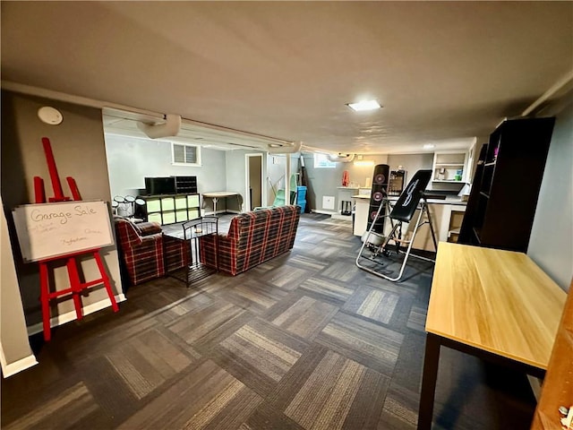 8708 W 92nd St, Overland Park, KS 66212 - living area with dark colored carpet and an office area