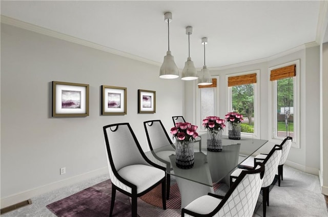 12909 Maple St, Overland Park, KS 66209 - dining space featuring carpet and crown molding