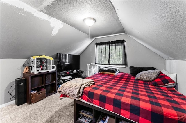 218 N 25th St, Kansas City, KS 66102 - carpeted bedroom featuring a textured ceiling and lofted ceiling