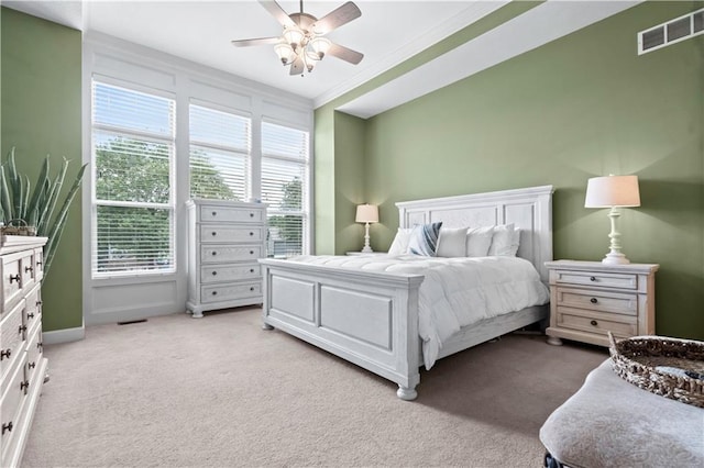 4204 SW Duck Pond Dr, Lees Summit, MO 64082 - bedroom featuring light carpet, ornamental molding, and ceiling fan