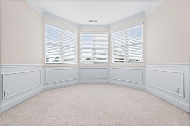 4204 SW Duck Pond Dr, Lees Summit, MO 64082 - unfurnished room with ornamental molding, a decorative wall, light carpet, and a wainscoted wall