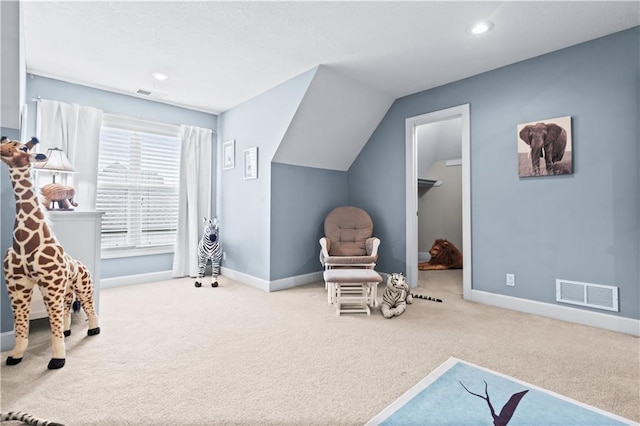 4204 SW Duck Pond Dr, Lees Summit, MO 64082 - living area featuring carpet, recessed lighting, and lofted ceiling
