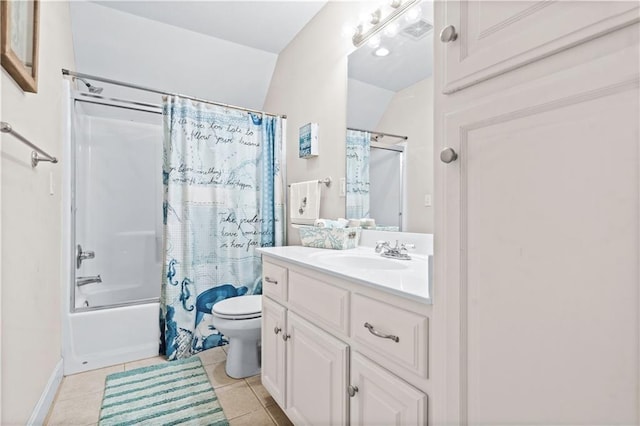4204 SW Duck Pond Dr, Lees Summit, MO 64082 - bathroom featuring shower / bathtub combination with curtain, vanity, and tile patterned floors