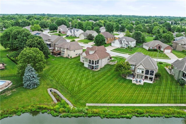 4204 SW Duck Pond Dr, Lees Summit, MO 64082 - aerial perspective of suburban area featuring a large body of water