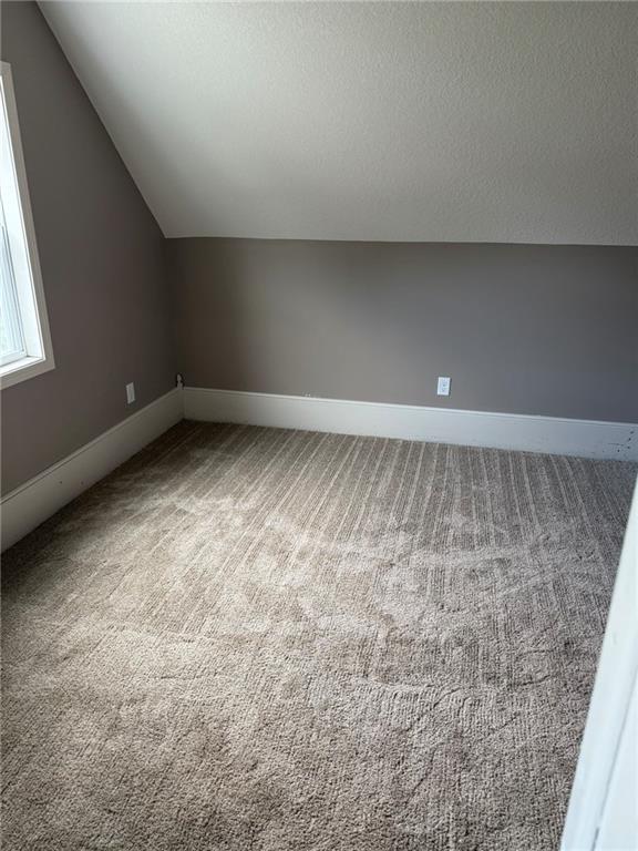 915 Des Moines St, Burlington, KS 66839 - bonus room with carpet flooring, lofted ceiling, and a textured ceiling